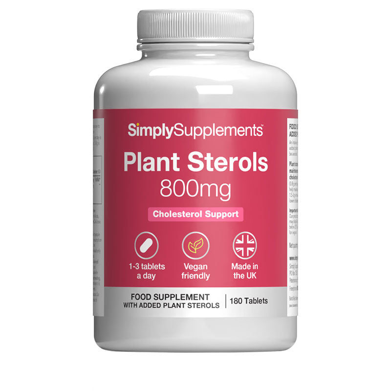 Simply Supplements Plant Sterols 800mg cholesterol support front label on a white background