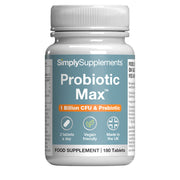 Bottle of SimplySupplements Probiotic Max on a white background