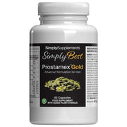 Supplement bottle labeled 'SimplyBest Prostamex Gold' on a white background