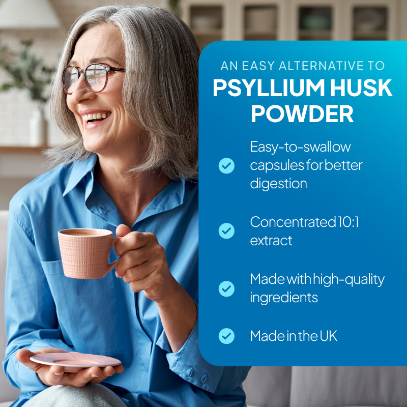 Psyllium Husk are Easy-to-swallow capsules made in the UK with high-quality ingredients