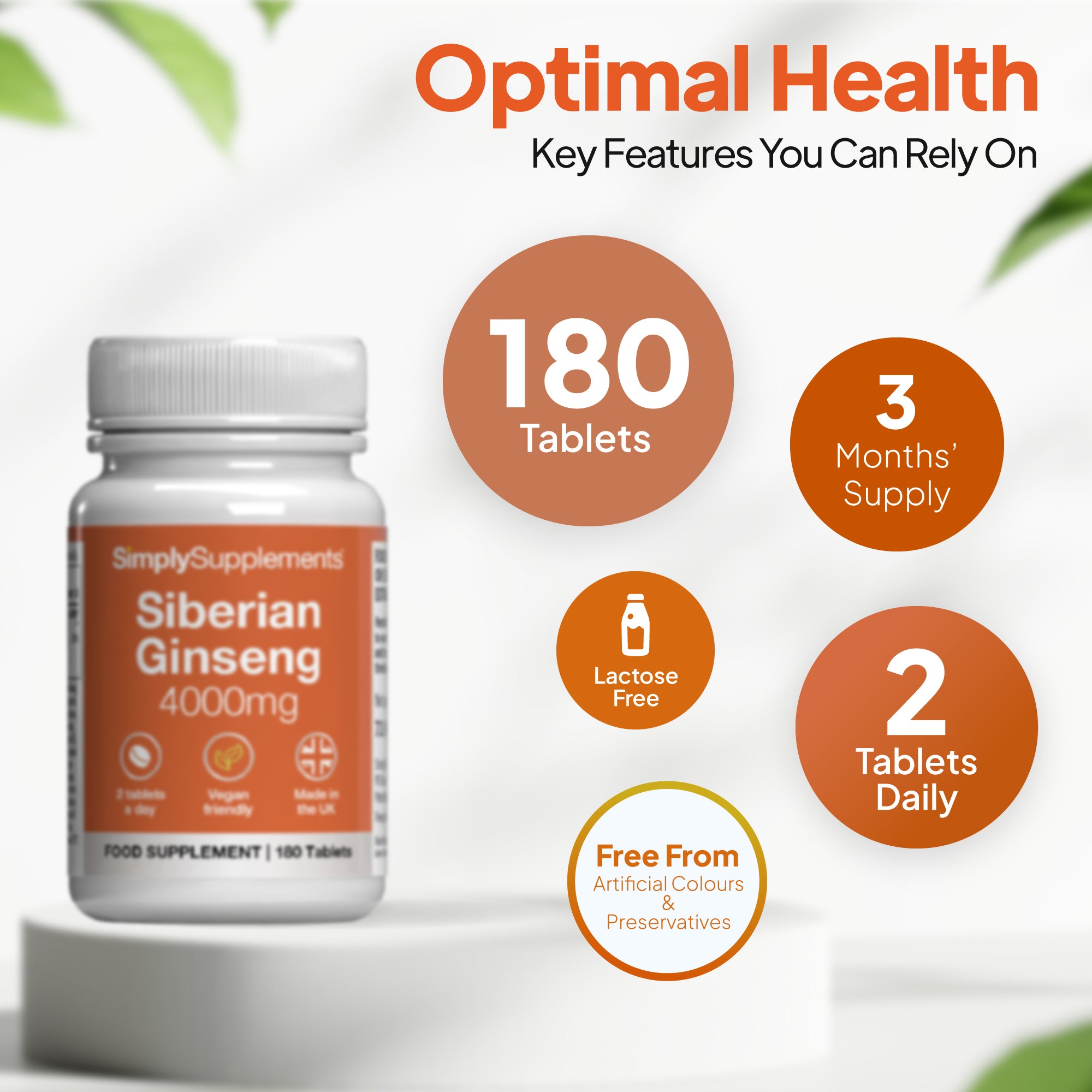 Simply Supplements Siberian Ginseng 4,000mg include 360 tablets

