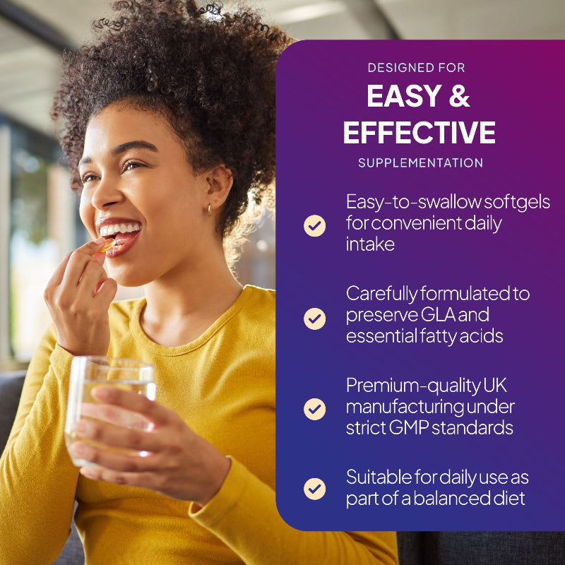 Simply Supplements Starflower Oil Capsules are easy to swallow softgels for convenient daily intake 