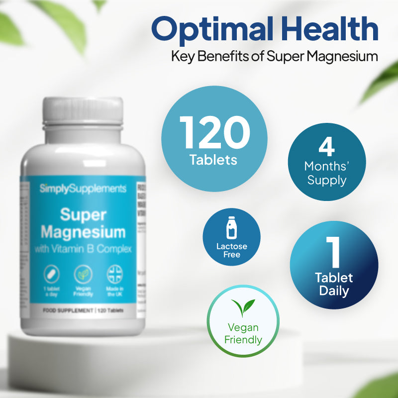 Simply Supplements Super Magnesium 250mg with Vitamin B Complex 120 tablets