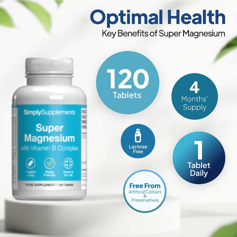 Simply Supplements Super Magnesium 250mg with Vitamin B Complex 120 tablets