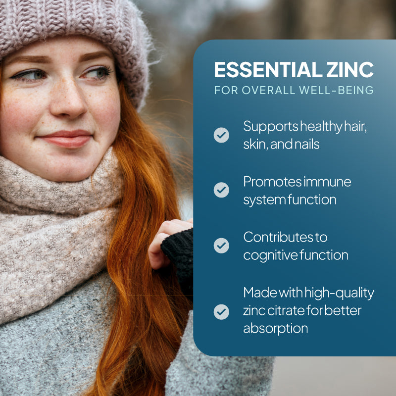 Simply Supplements Super Zinc Plus for hair, skin, nails, immune system and cognitive function