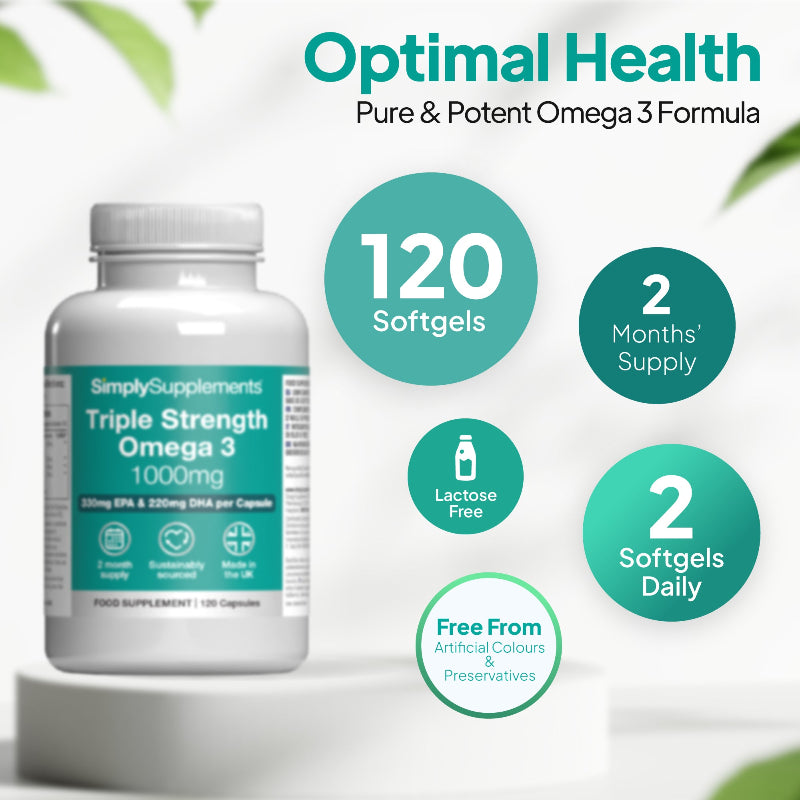Simply Supplements Triple Strength Omega 3 1,000mg 120 softgels