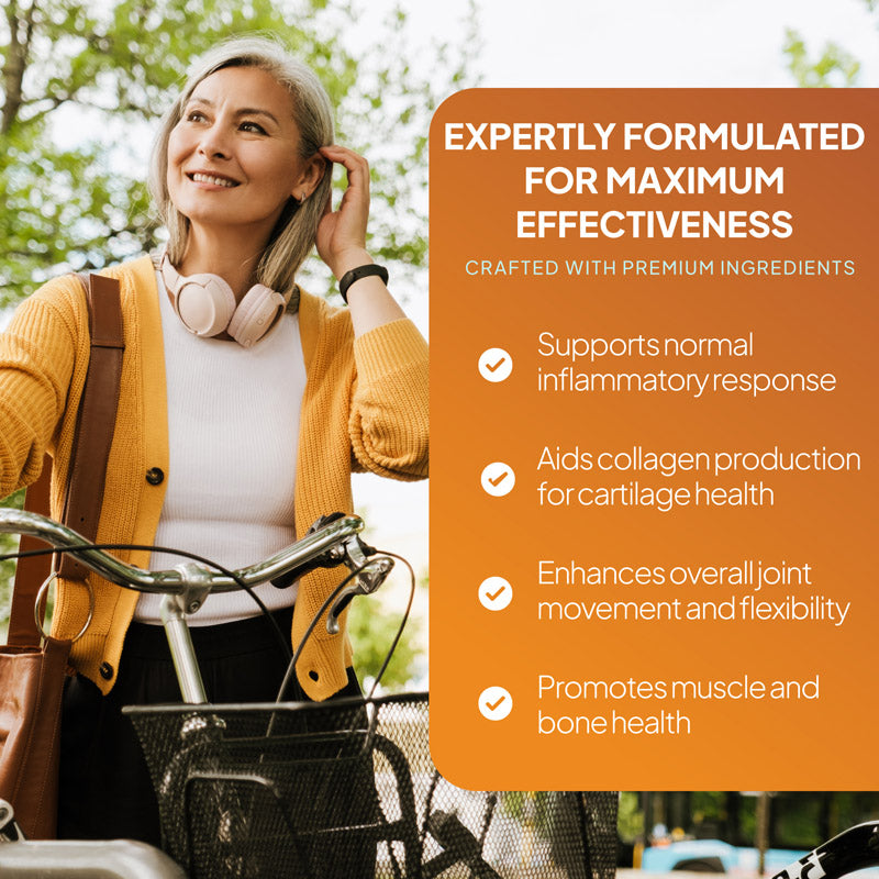 Supports normal inflammatory response, muscles and bone health & enhances overall joint movement and flexibility.