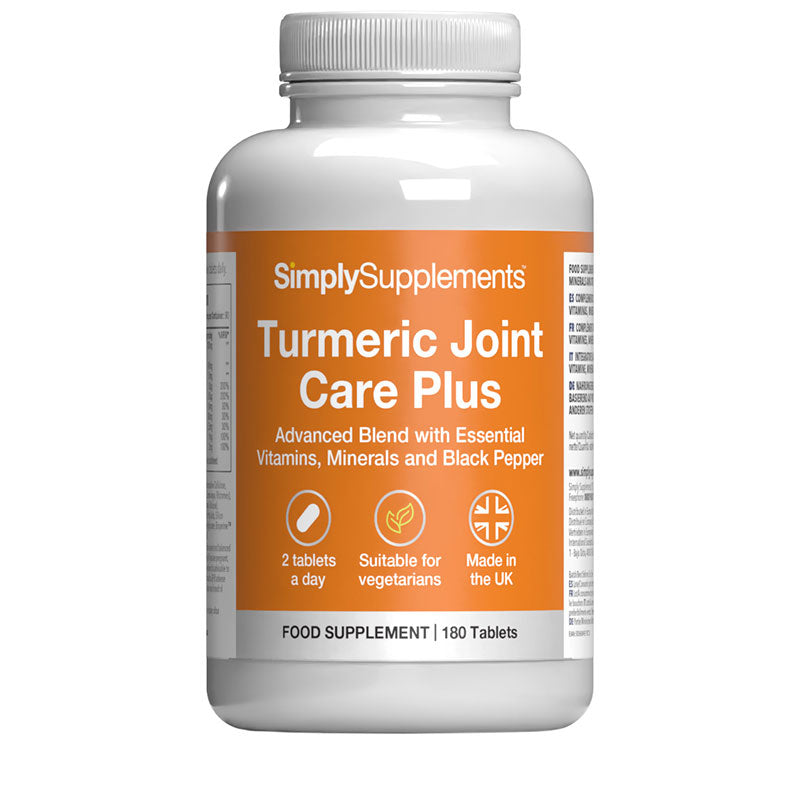 Simply Supplements' Turmeric Joint Care Plus product on a white background