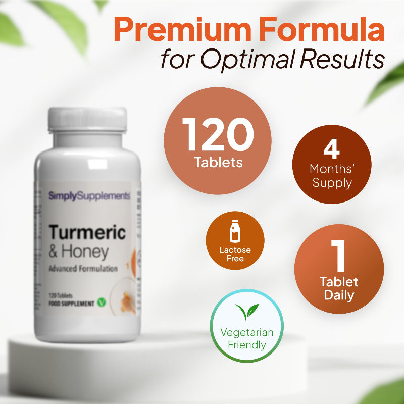 Turmeric & Honey supplement with 120 tablets.