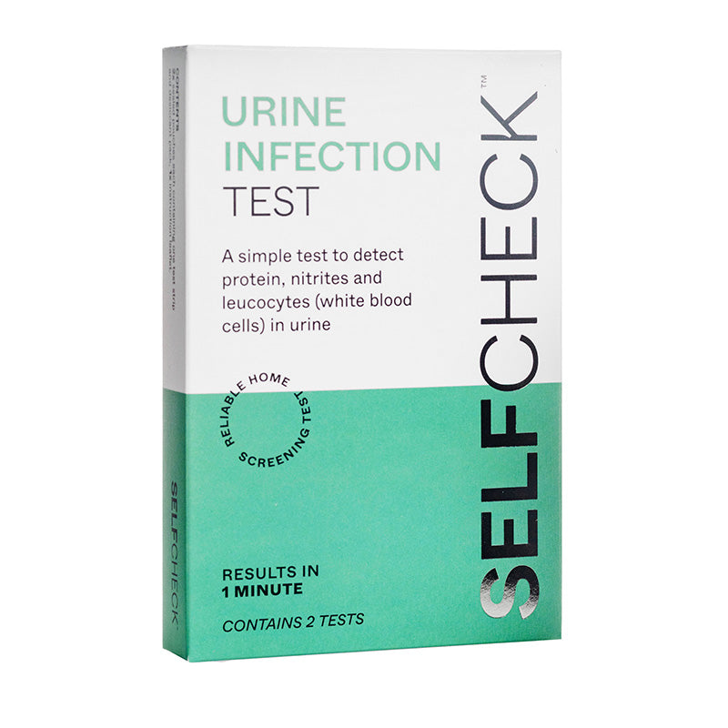 SELF CHECK urine infection test packaging on a white background