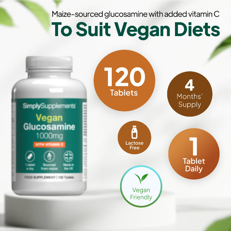 Vegan Glucosamine with vitamin c with dosage - 4 months supply (1 tablet daily). Lactose free