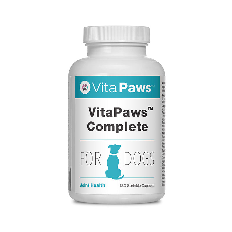 VitaPaws Complete for dogs supplement bottle on a white background