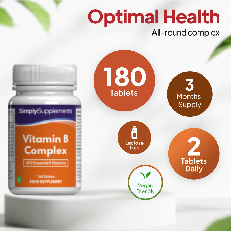 Simply Supplements Vitamin B Complex Tablets provides 180