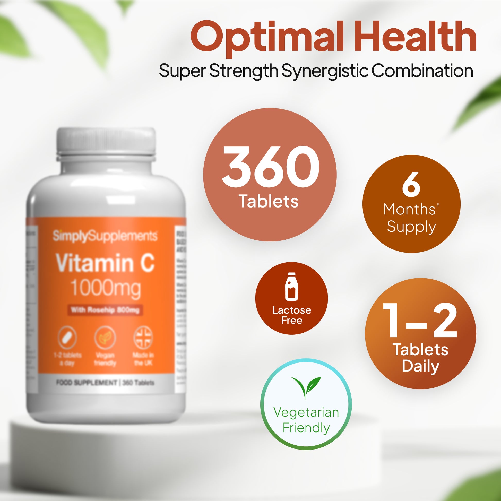 Simply Supplements Vitamin C 1000mg with Rosehip 800mg 360 tablets