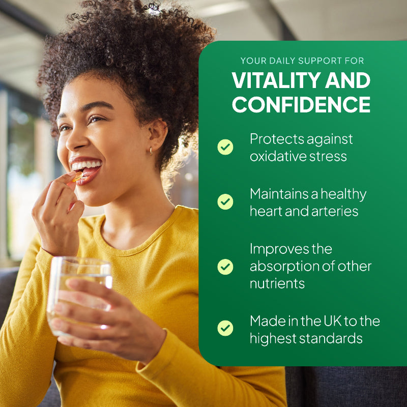 Vitamin E Capsules protect against oxidative stress and maintains a healthy heart and arteries

