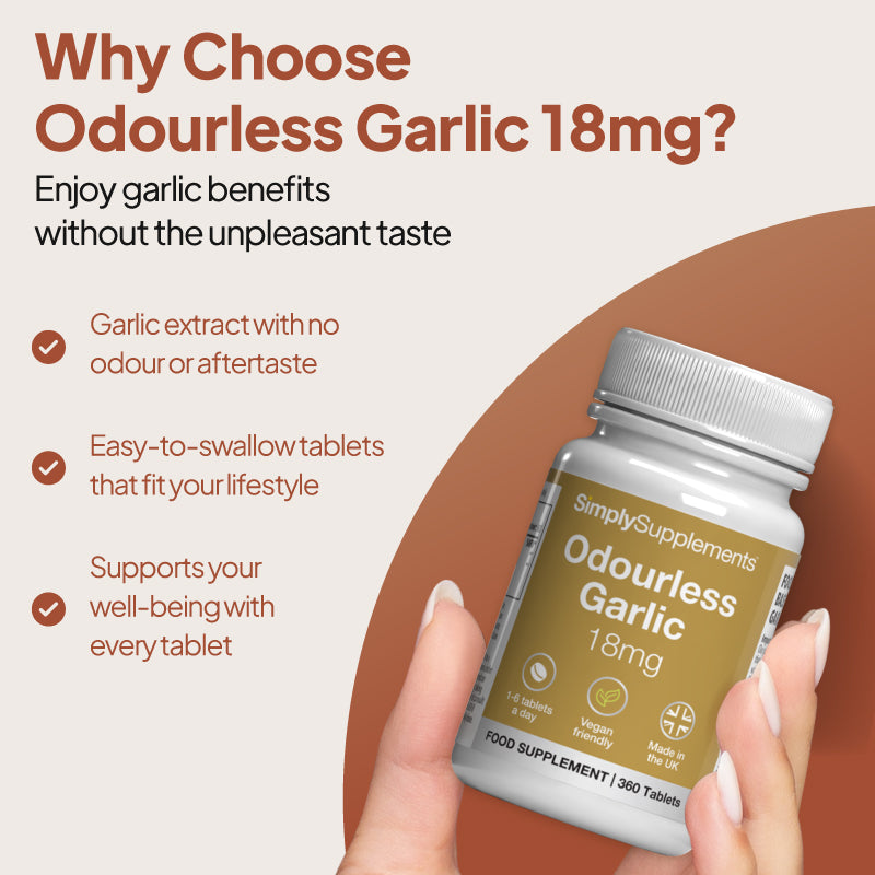 Why choose Odourless Garlic Tablets 18mg? Supports your wellbeing with every tablet.