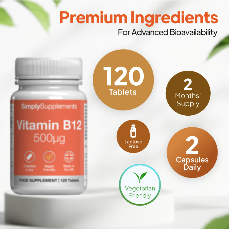 premium vitamin b12 supplement 2000mcg. 120 tablets, 2 months supply vegitarian frienldy and lactose free