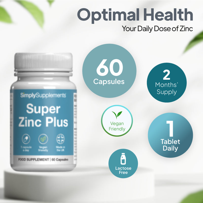 super zinc plus 60 capsules, 2months supply vegan friendly and lactose free