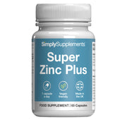 Simply Supplements Super Zinc Plus bottle front label on a white background