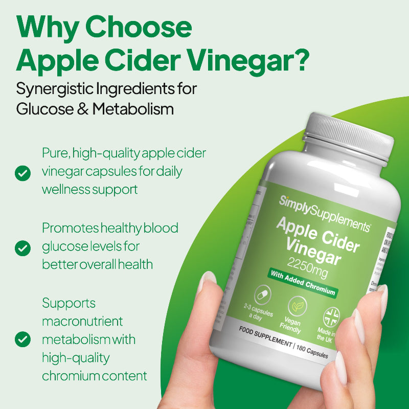 Apple Cider Vinegar Capsules promote healthy blood glucose levels for better overall health