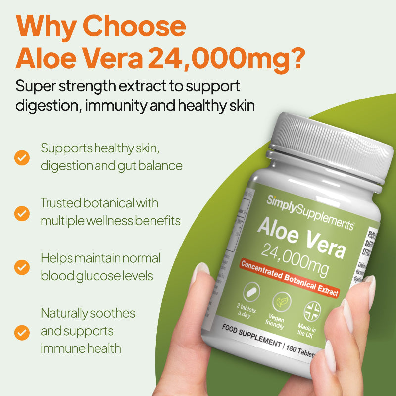 Aleo vera 24,000mg is a super strength extract to support digestion, immunity and healthy skin