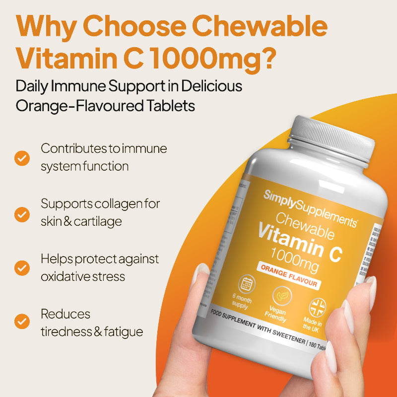 Vitamin C contributes to immune system function, supports collagen and helps protect against oxidative stress