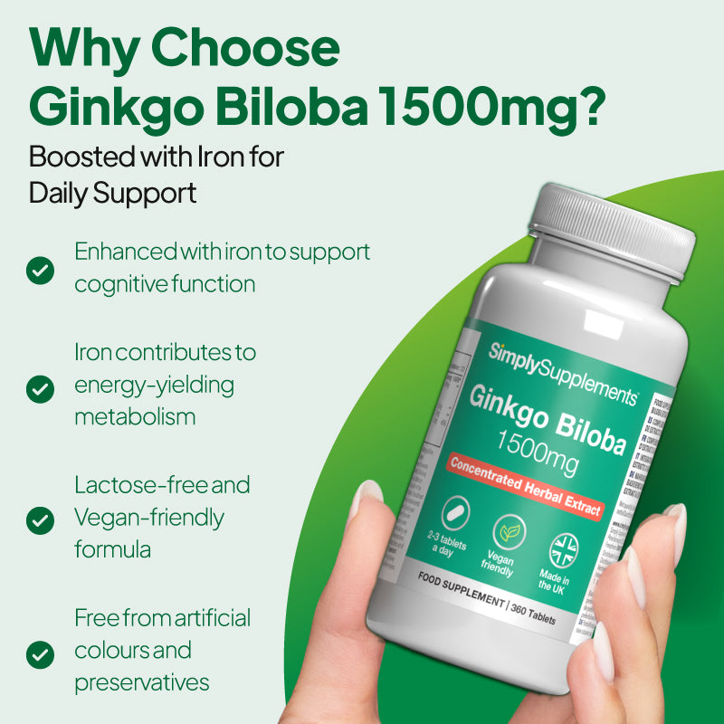 Ginkgo Biloba Tablets are boosted with iron for daily support