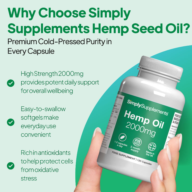 Why choose Hemp Oil Capsules 2000mg? Rich antioxidants to help protect cells from oxidative stress.
