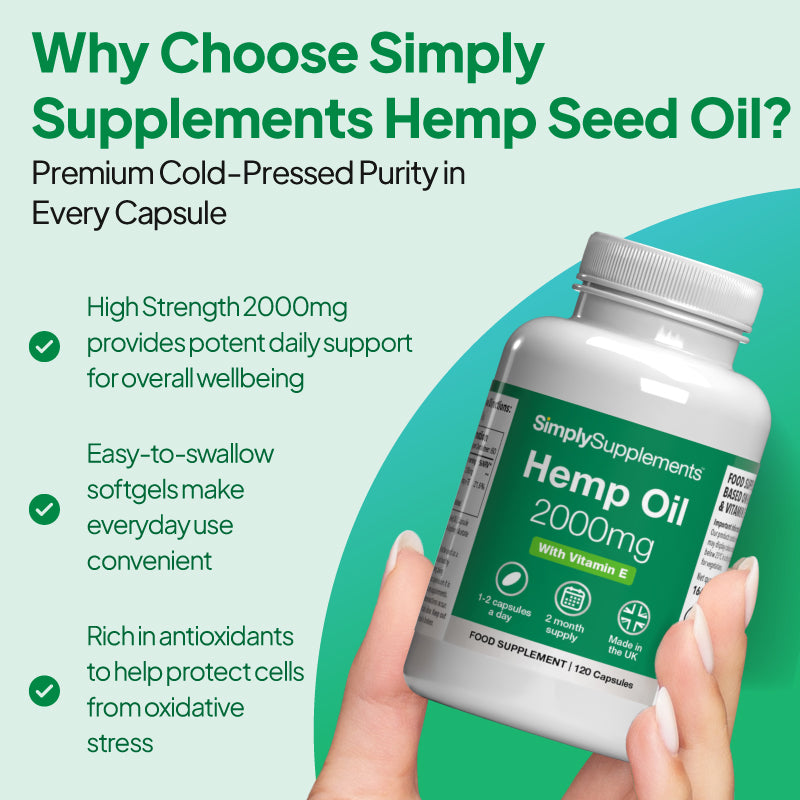 Why choose Hemp Oil Capsules 2000mg? Rich antioxidants to help protect cells from oxidative stress.
