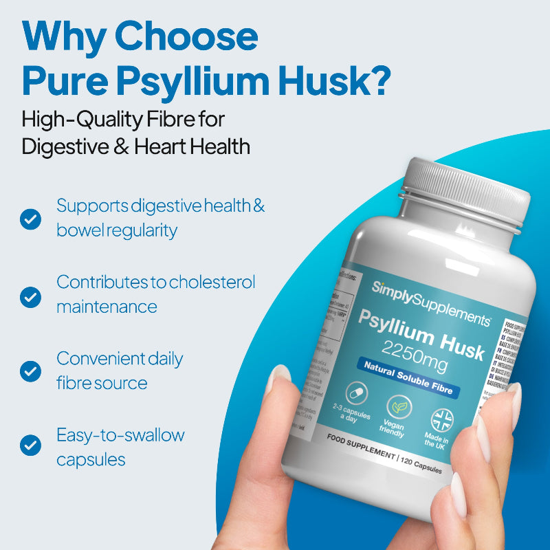Bottle of Simply Supplements Psyllium Husk- supports digestive health & bowl regularity