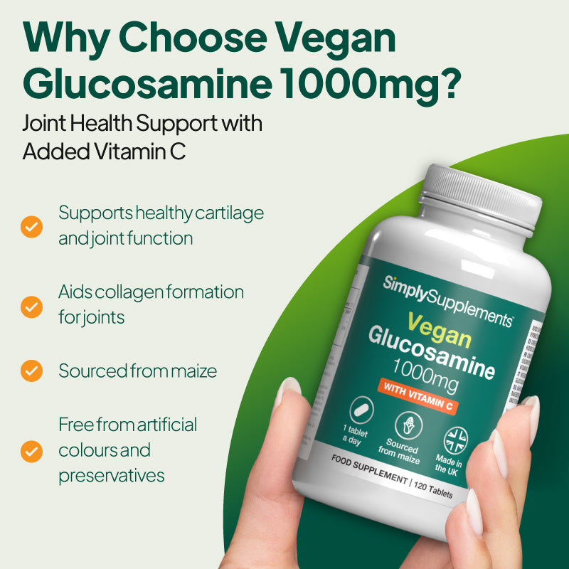 Vegan Glucosamine 1000mg supports healthy cartilage and joint function