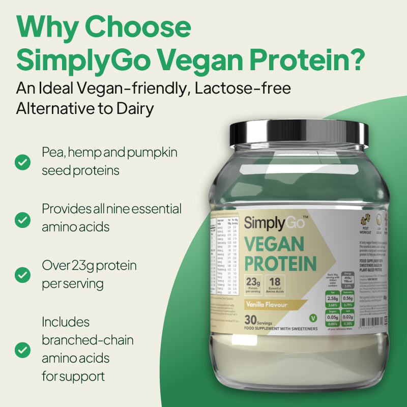 SimplyGo Vegan Protein - An ideal vegan-friendly, lactose-free alternative to dairy