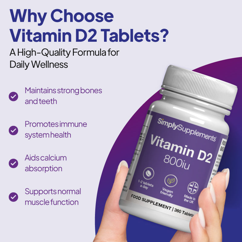 Vitamin D 800iu helps maintain strong bones and teeth, promote immune system health and aids calcium absorption