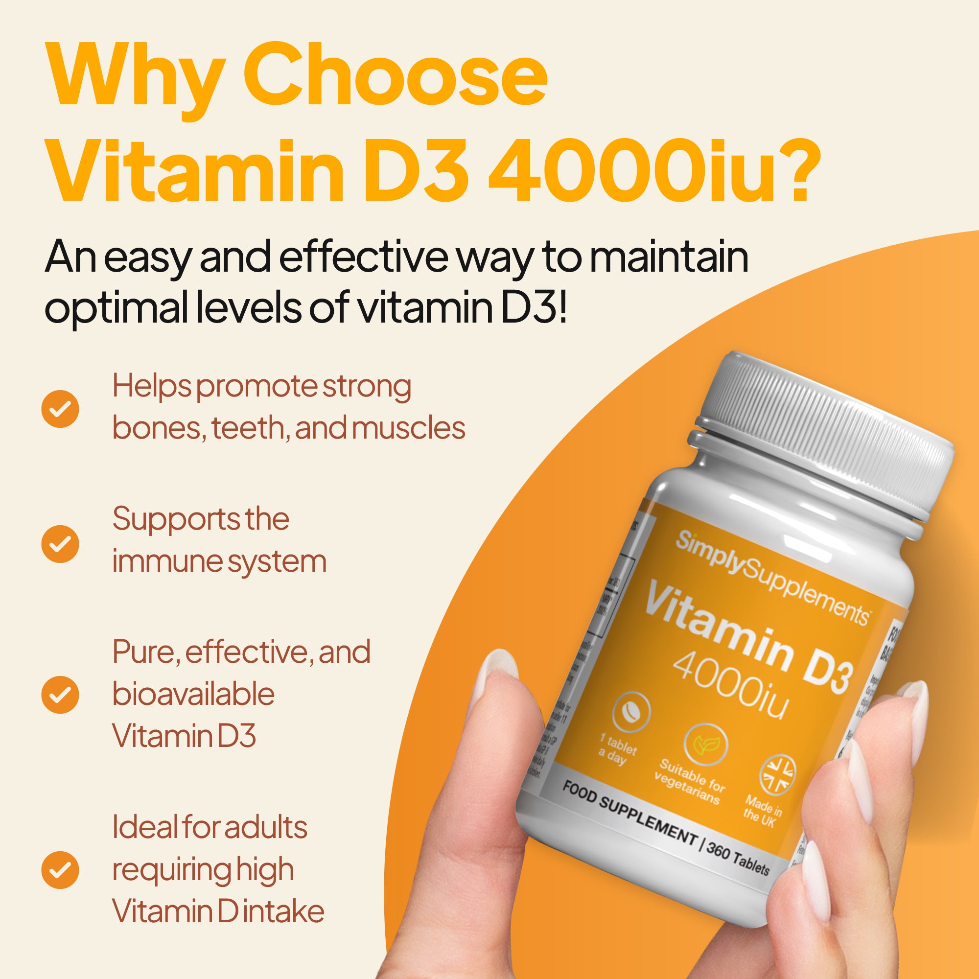 simply supplements vitamin d3 promotes healthy bones, teeth and muscles while supporting the immune system