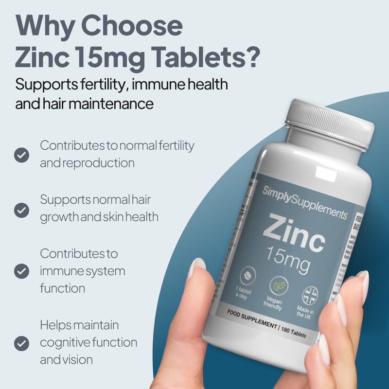 Zinc contributes to normal fertility and reproduction, immune system function and supports normal hair growth and skin health