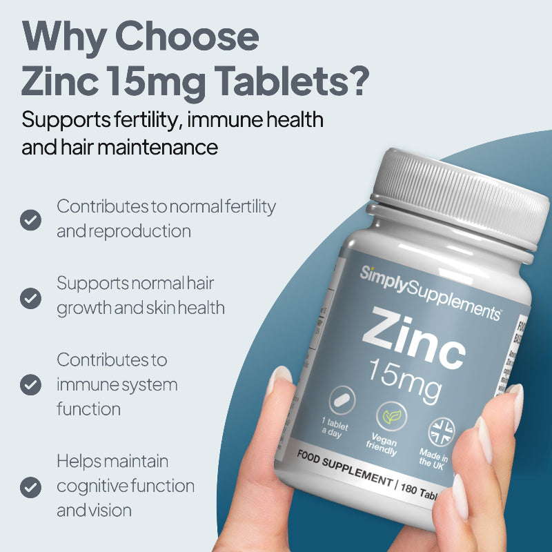 Zinc contributes to normal fertility and reproduction, immune system function and supports normal hair growth and skin health